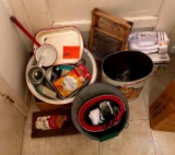 Old Water Dipper, Wash Board, Wash Pan, Trash Can, Phone & Smoke Alarm