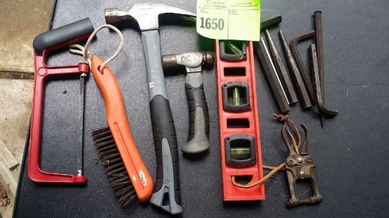 Hammer, level, saw and other small hand tools