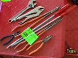 Hand tools, long screwdrivers, vise grips, crescent wrench, pliers and snips