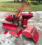Troy Bilt Walk behind Tiller with multiple Implements