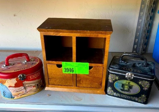 Storage Shelve and Singer Sewing Caddies