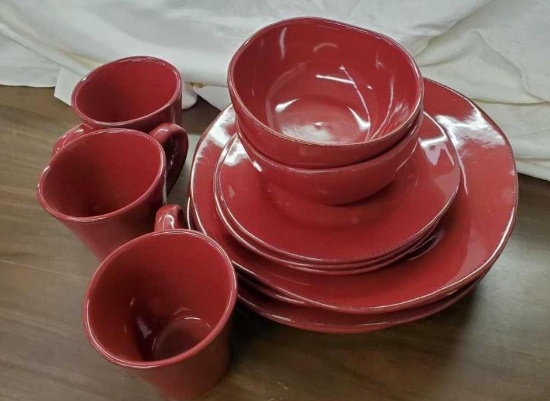 Pier 1 Set of Dishes-Red