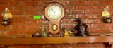 Clock, lantern, glass ducks, misc
