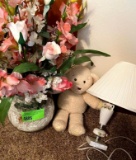 Lamp, Teddy Bear, Flowers and Vase