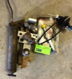 Grease gun, hitch, 2 balls, misc.
