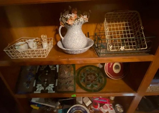 3 Metal Basket, Glass Pitchers