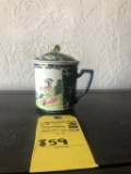ANTIQUE CHINESE TEA CUP WITH LID