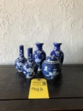 Vintage 19th century chinese traditional blue/white porcelain prunus hawthorn