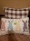 Bunny pillow and gray and Ivory checked pillow