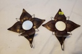 2 metal wall sconces