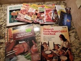 Lot of cookbooks and magazines