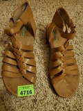 tan strappy sandals with memory foam