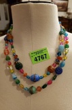 Beaded necklace in bright spring like colors