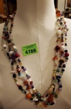 multi color 3 strand beaded necklace