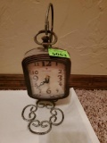 Small hanging clock with metal stand