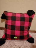 Red and black plaid throw pillow