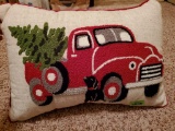 Truck and Christmas Tree Pillow