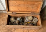 Wooden toolbox with torch and gauges