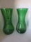 Antique Old Vintage Depression Glass Green vases