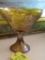 Antique Old Vintage Pedestal Carnival Glass Fruit Bowl