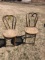 Set of 2 Wooden Chairs with Wicker Seats
