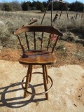 Antique Vintage Wooden Swivel Chair