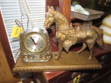 Vintage Brass Horse Clock