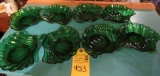 Fire King Forest Green Seashell Candy Dish Vintage Anchor Hocking