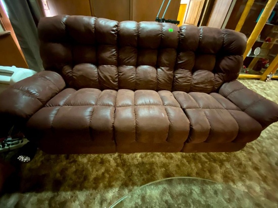 Double Recliner Leather Couch, Very Nice