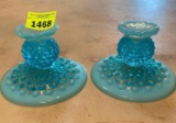 Fenton 2 Glass Candle Holders