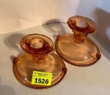 Pink Candle Holders 2 (unknown) 3 1/2