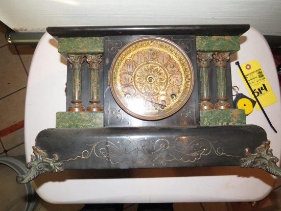 Seth Thomas Adamantine Mantle Clock Case & Movements. Vintage Old Antique