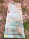 Vintage solid wood five pain wooden door with original hardware 80 by 32