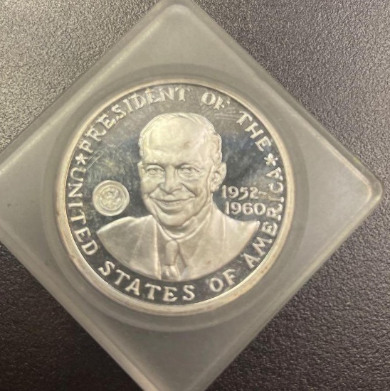 Dwight D. Eisenhower President/General, 1 ounce, 39mm .999 Pure Silver Round Must be picked up at