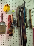Dog leashes back scratcher wire brush horse shoes straps etc.
