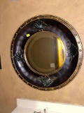 Round Mirror with Gold Accents