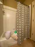 Shower Curtain, Towel & Wastebasket