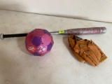 Baseball Bat, Glove & Mini Soccer Ball