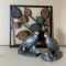 Plaster Quail Figurines & Metal Leaf & Branch Wall Decor