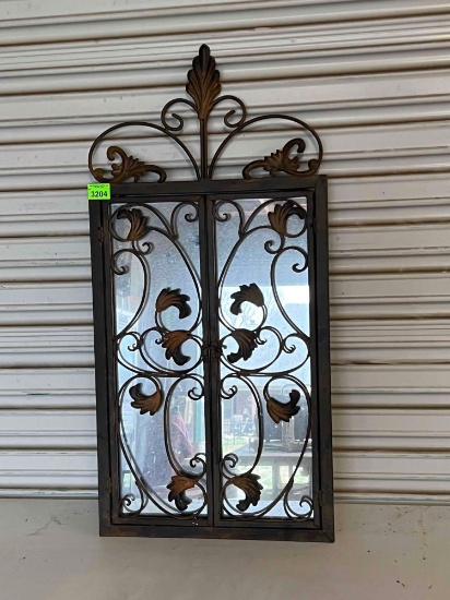 Mirror with Metal Frame & Scroll Shutters