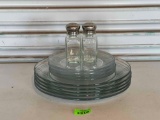 Glass Dinner & Salad Plates with Salt & Pepper Shakers