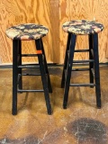 Floral Upholstered Bar Stools