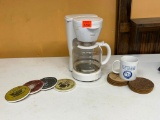 Rival Coffee Pot, Stoneware Coasters & Mug