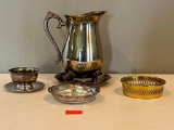 Silver Plate Pitcher & Bowls