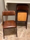 Brown Metal & Vinyl Folding Chairs