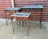 Outdoor Metal & Wood Side Tables