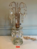 Vintage Tear Drop Crystal Fountain Table Lamp