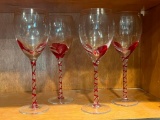 Red Swirl Wine Glasses