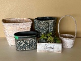 Baskets, Decorative Metal Boxes & Faith Succulent Garden