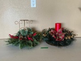 Christmas Floral Centerpieces with Candle & Candle Holder